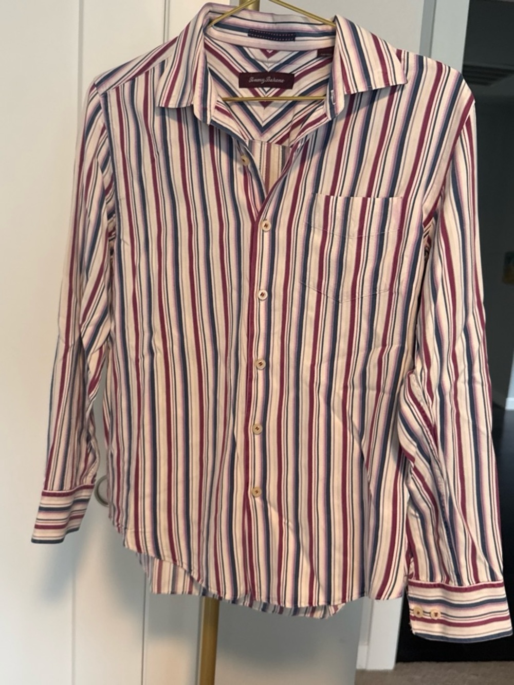 Tommy Bahama Striped Silk Shirt in Pink, Blue & White